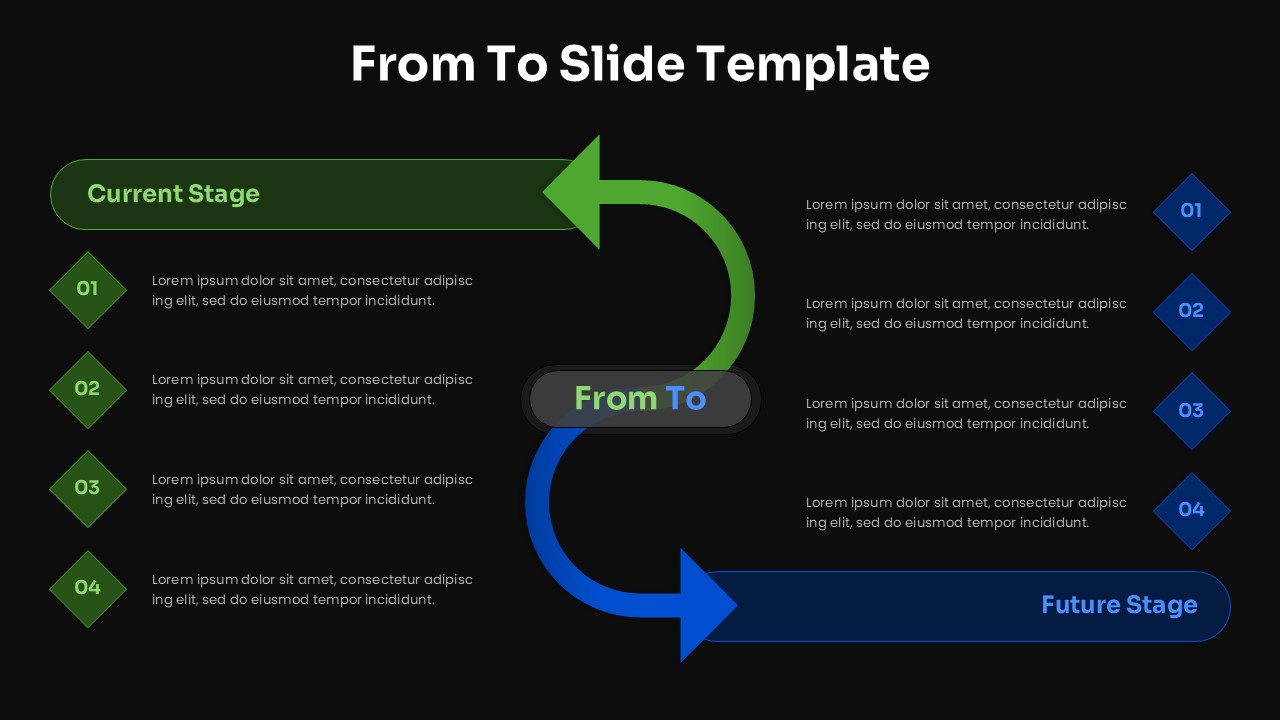 From to Comparison Slide Dark Template