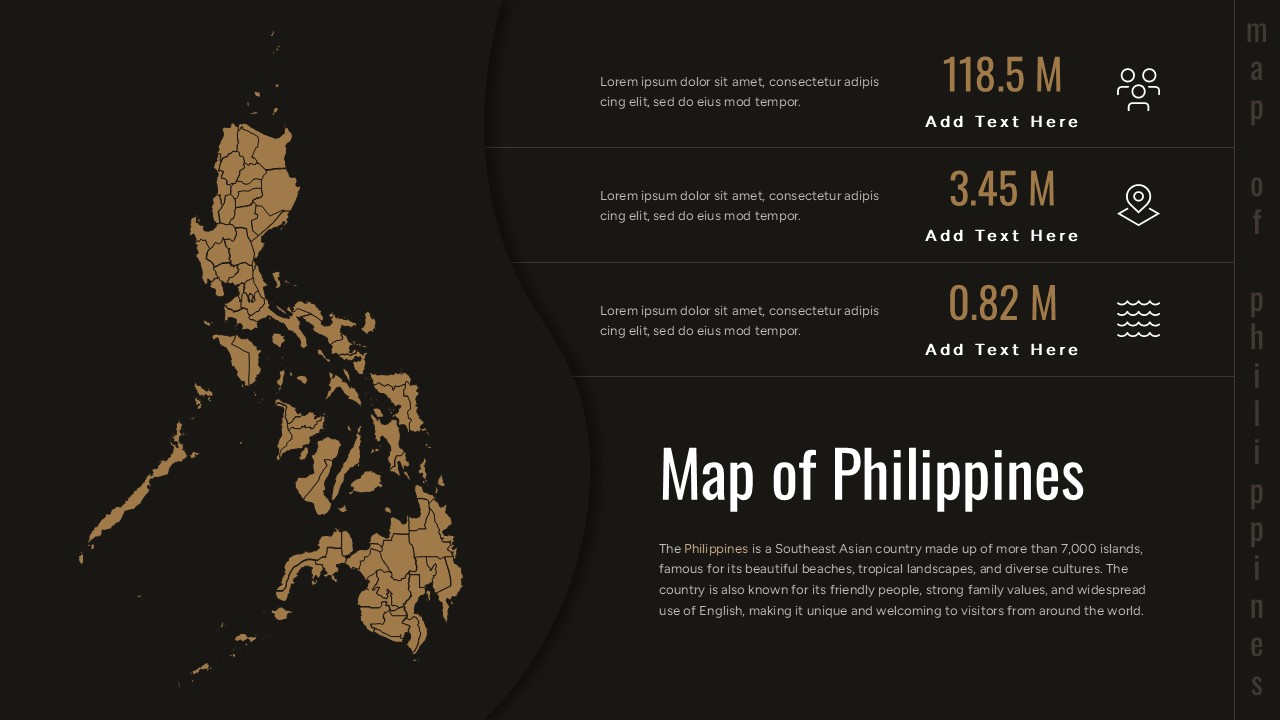 Map of Philippines Dark PowerPoint Template