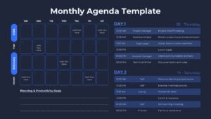 Monthly Agenda Template Dark