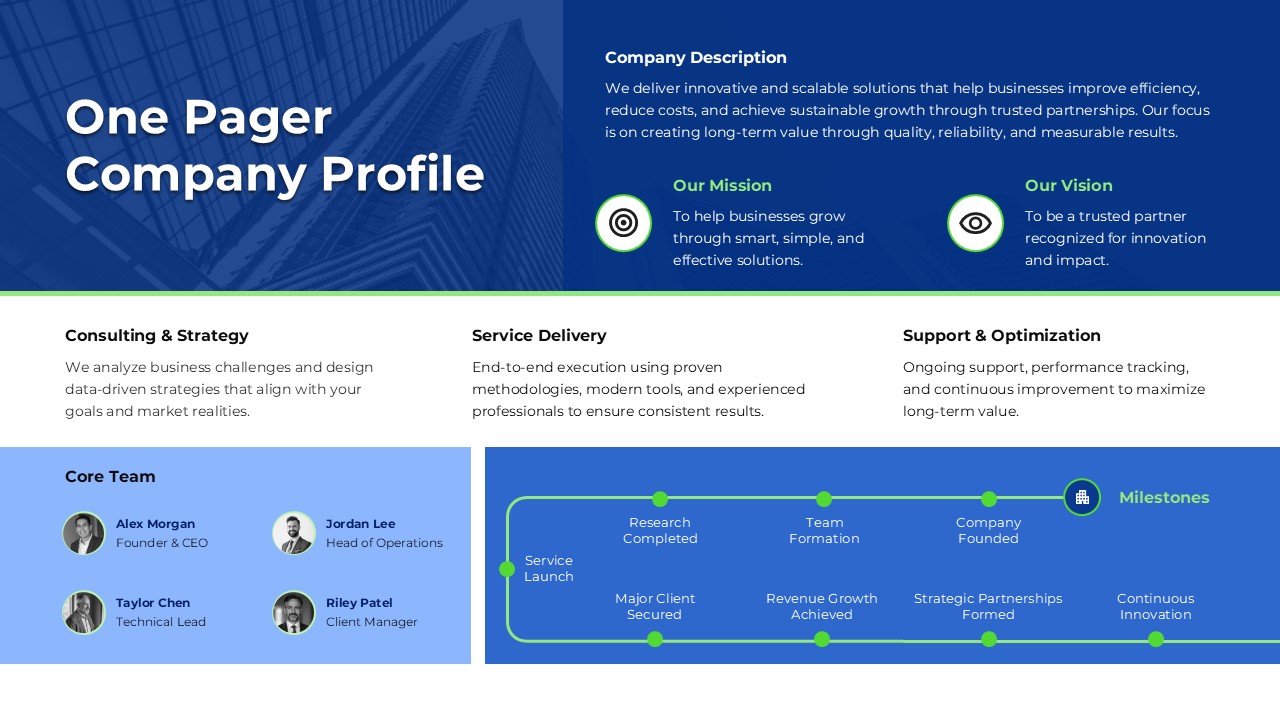 One Pager Company Profile Presentation Slide