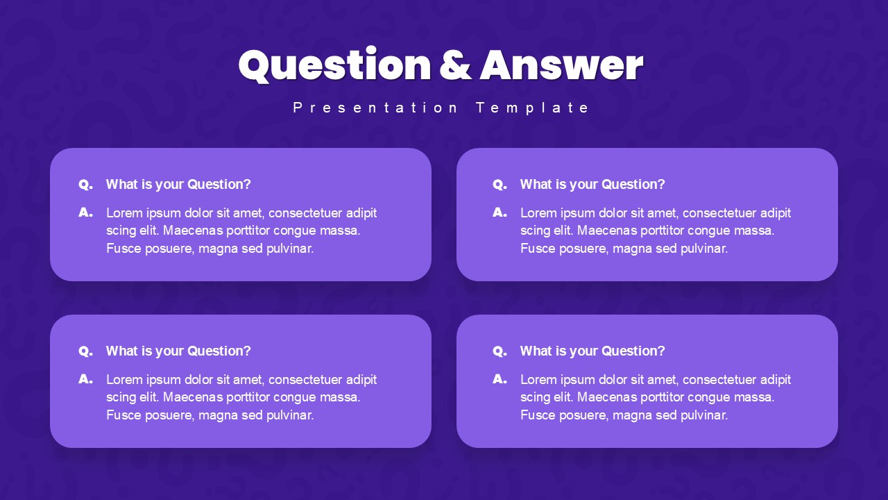 Question and Answer Violet Google Slide Template