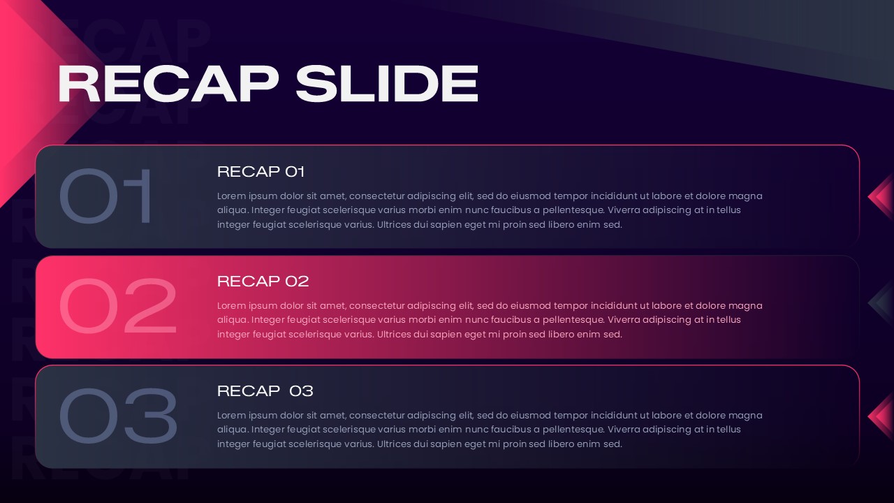 Recap Dark Summary Slide Executive Summary