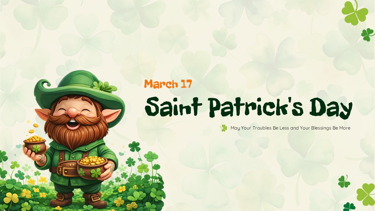 Presentation Slide of Cheerful leprechaun celebrating St. Patrick's Day