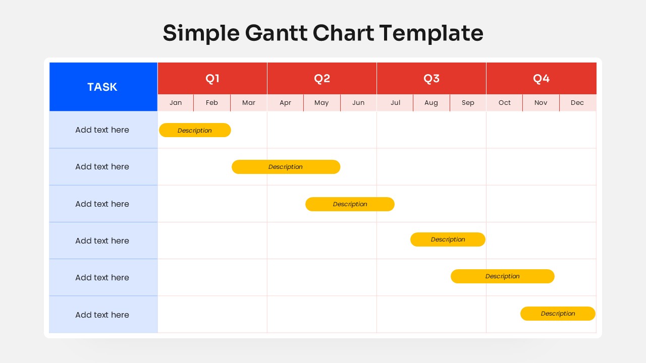Simple Gantt Chart Planning Template for PowerPoint & Google Slides