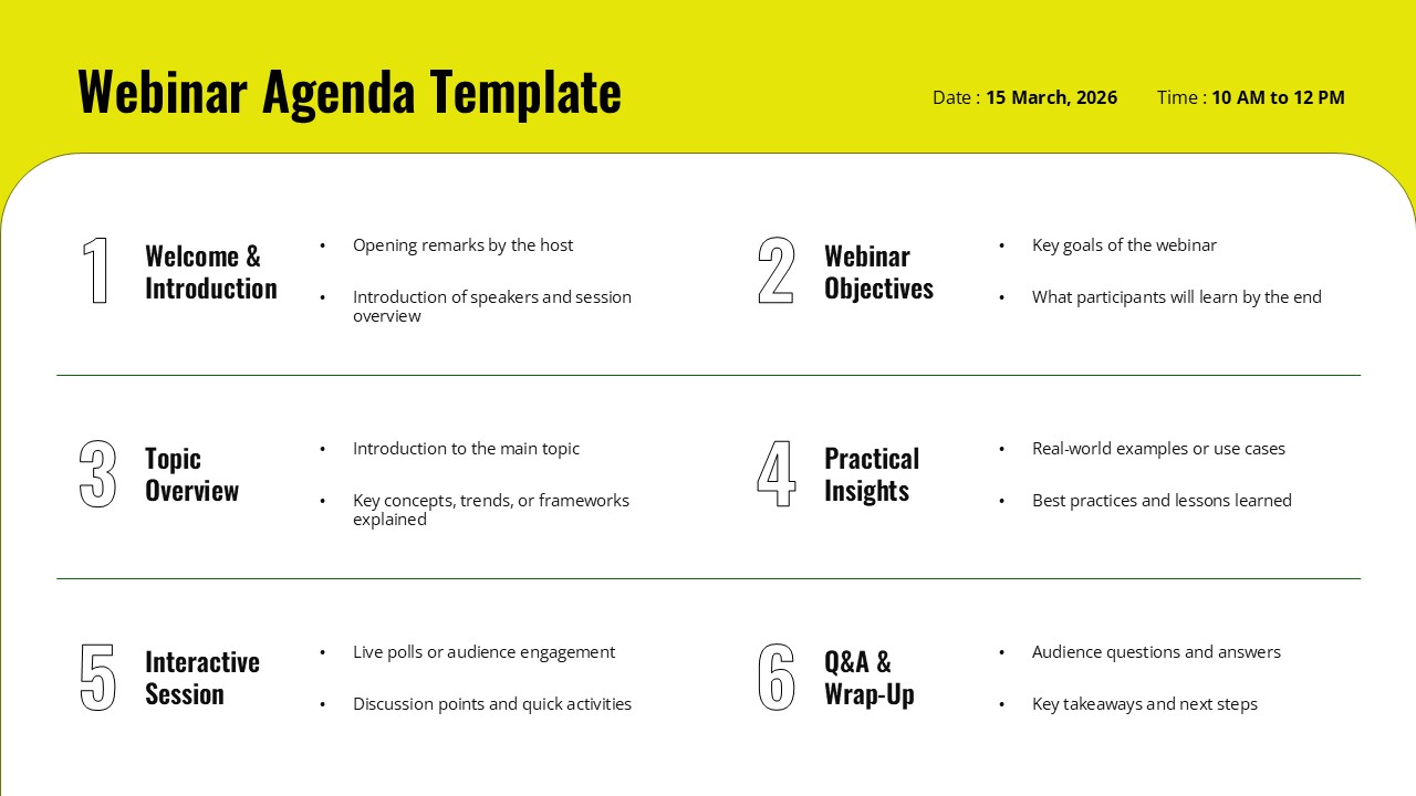 Webinar Agenda Presentation PowerPoint Template