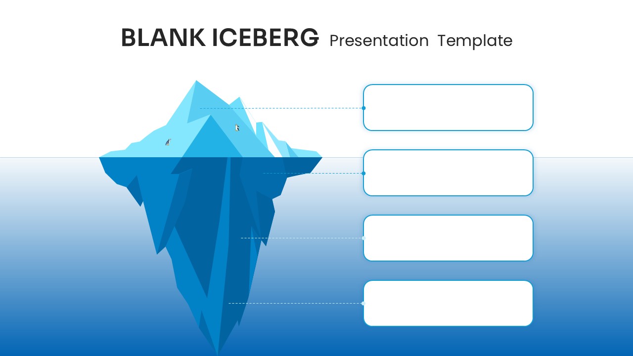 Business analysis presentation with Iceberg PowerPoint Template showing visible and hidden factors