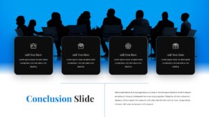 Conference workshop conclusion with four-point summary meeting template design