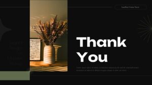 About store overview slide from Decor Store Presentation template with botanical prints and interior styling