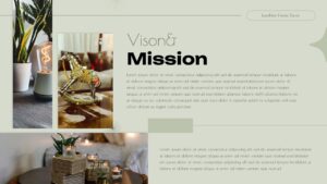 Vision and mission slide from Decor Store Presentation template with modern interior decor photography