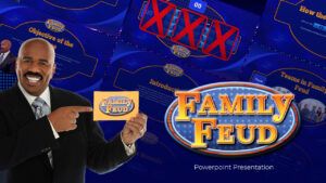 Game show presentation cover with Family Feud PowerPoint Template