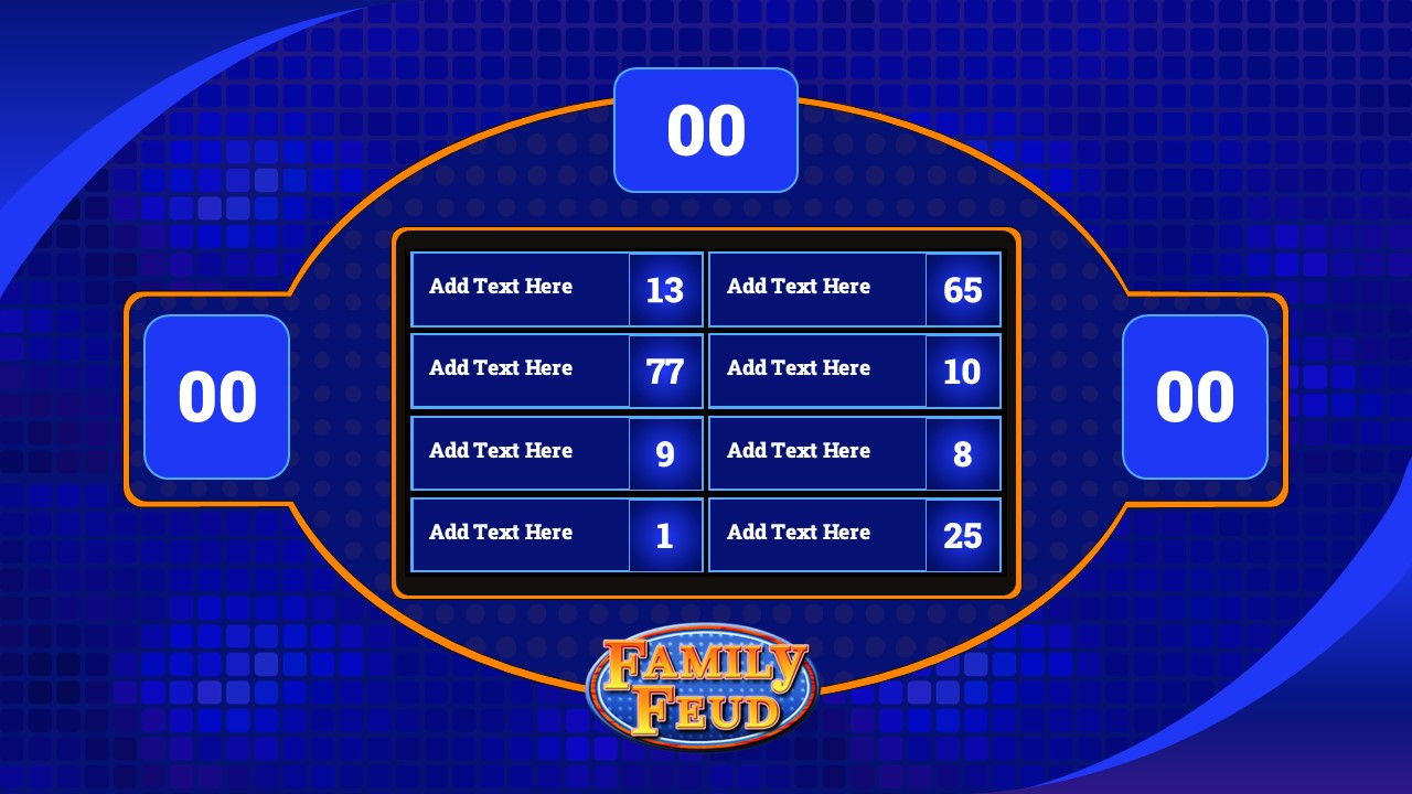 Interactive answer board with scoring system for Family Feud PowerPoint Template