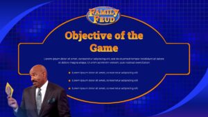 Game objectives explanation slide with Family Feud PowerPoint Template