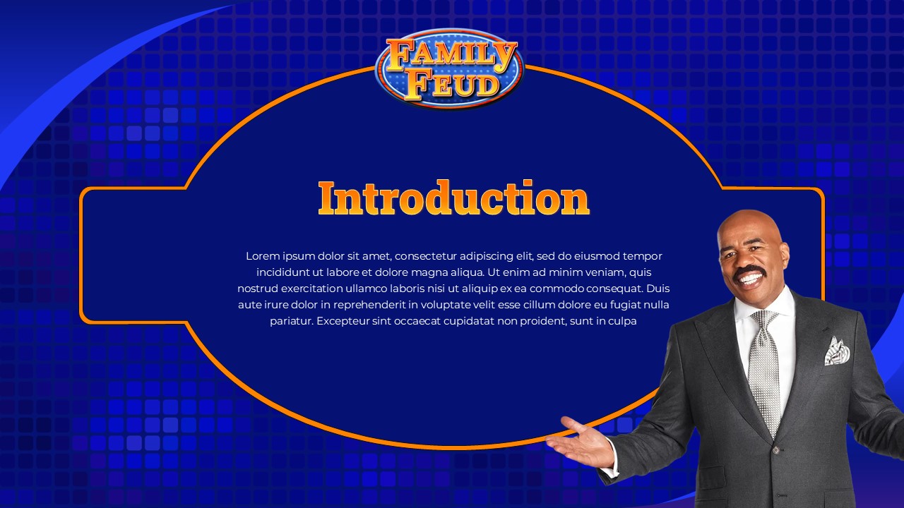 Game rules introduction slide with Family Feud PowerPoint Template