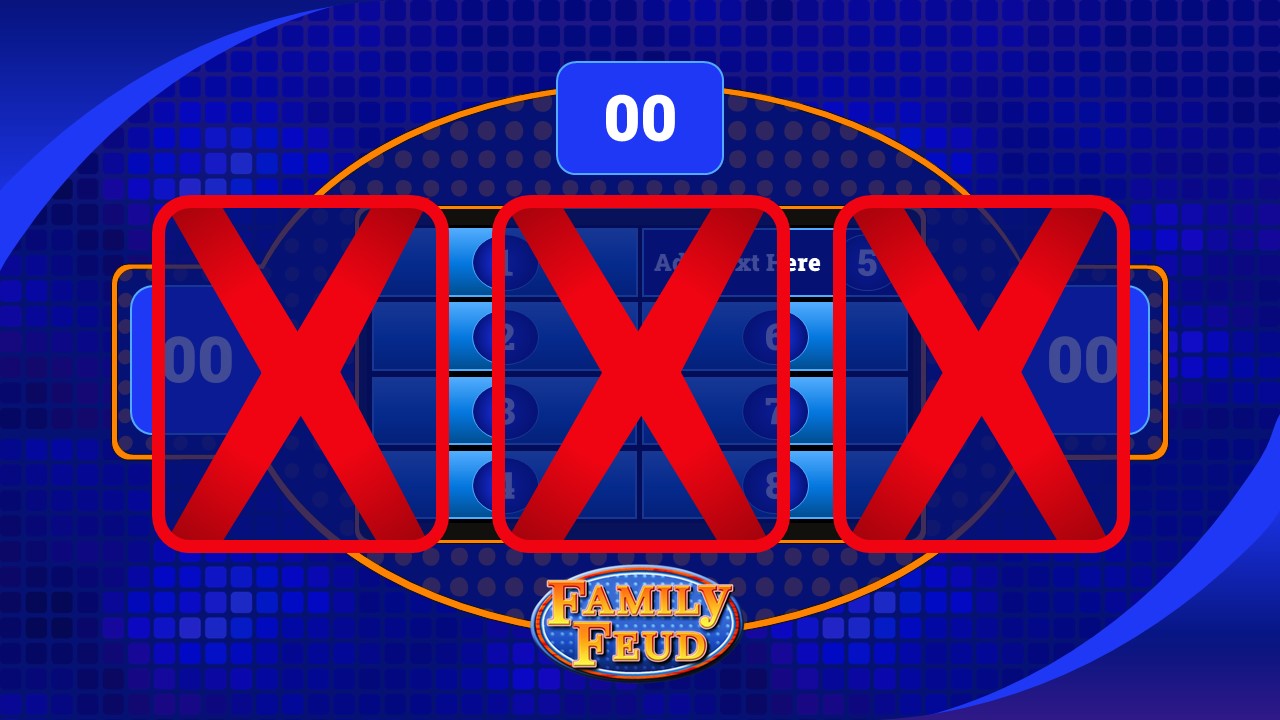 Strike tracking system for wrong answers with Family Feud PowerPoint Template
