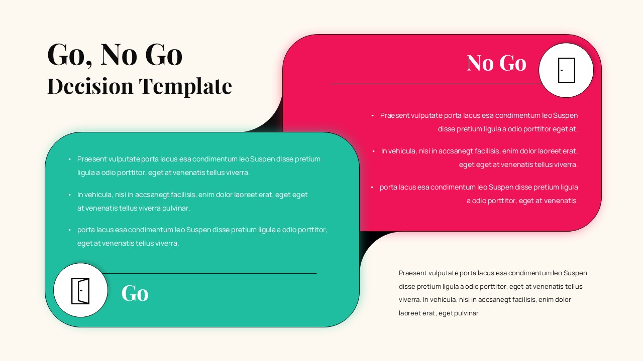 Go No Go Decision Template with green and red sections on light background