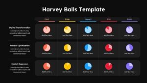 Harvey Balls template with dark theme strategic assessment matrix