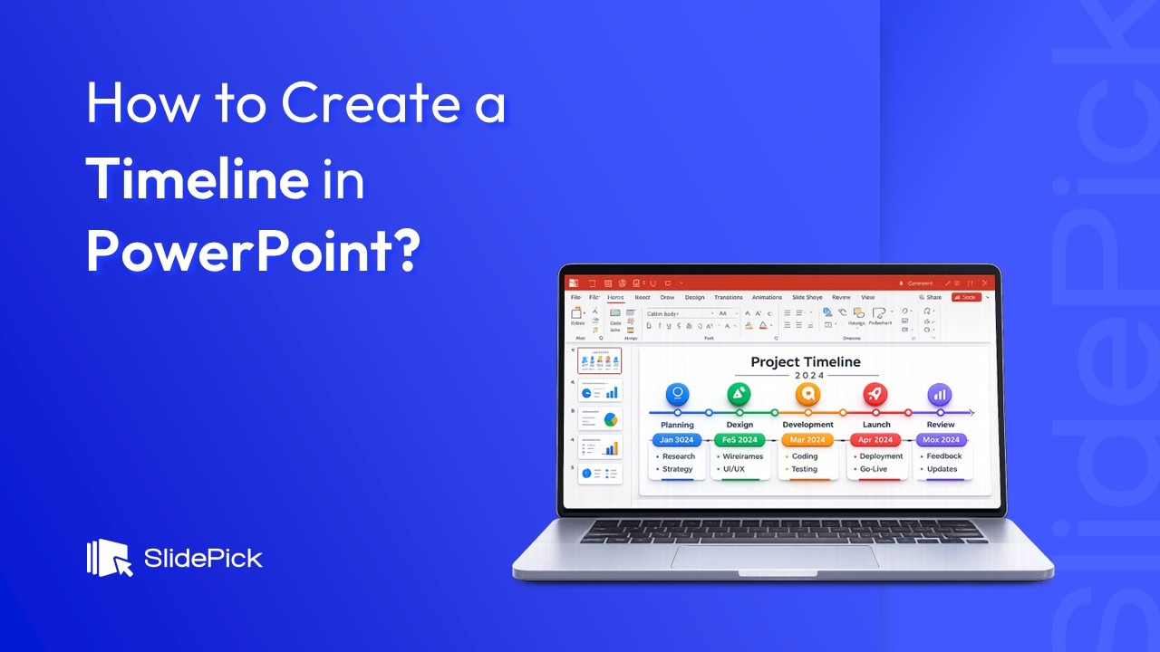 How to Create a Timeline in PowerPoint - Blog Cover image by SlidePick