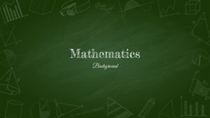 Math Background template main slide with green chalkboard design and mathematical border elements