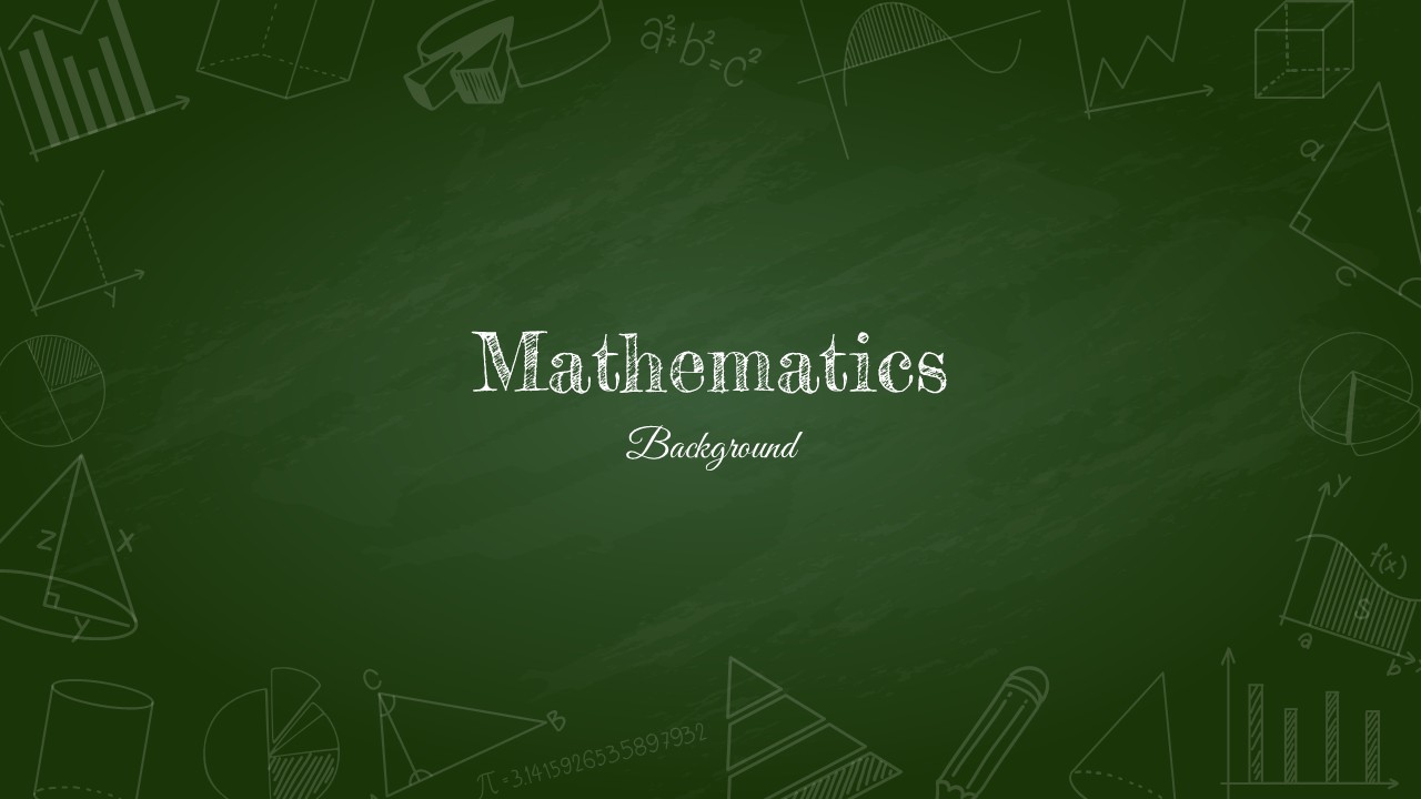 Math Background template main slide with green chalkboard design and mathematical border elements