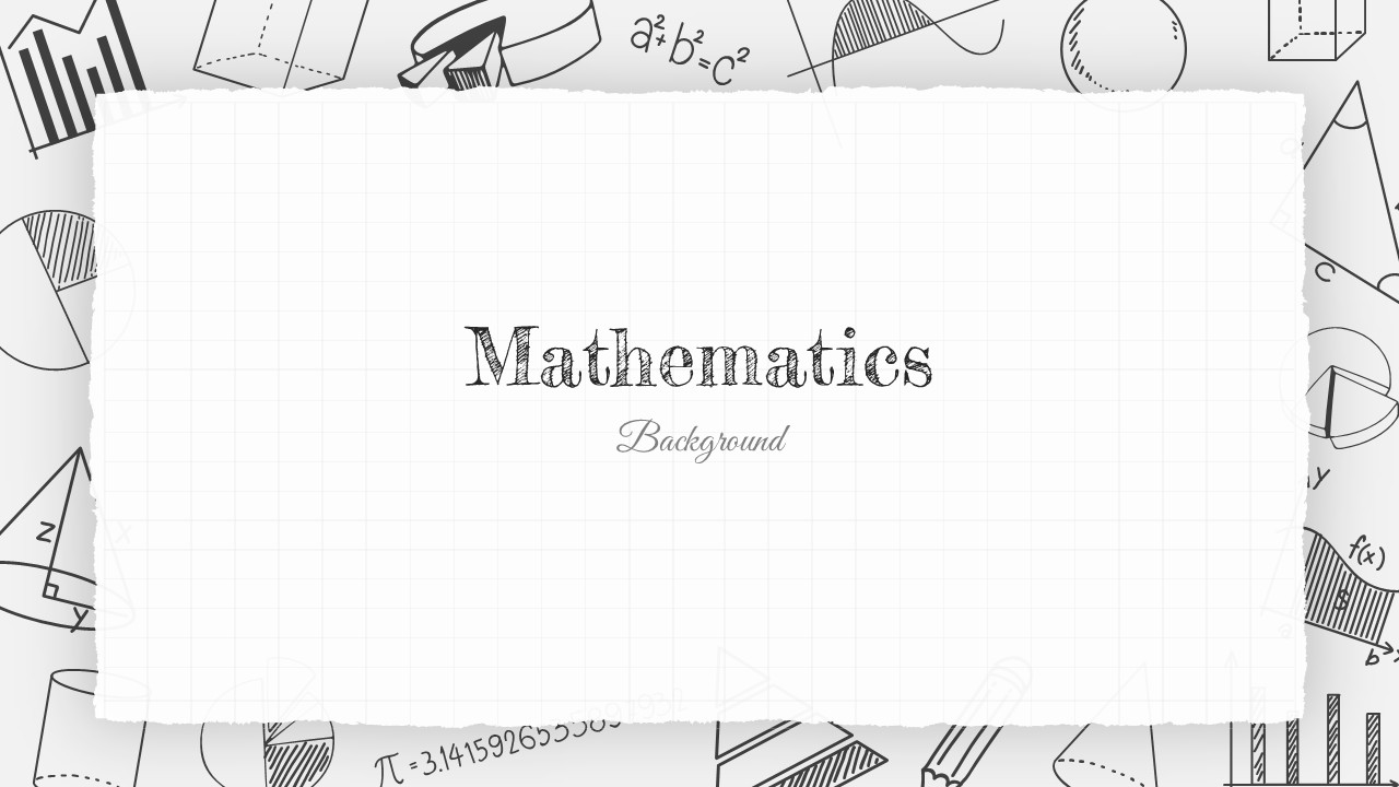 Clean white Math Background presentation template variant with black mathematical border design