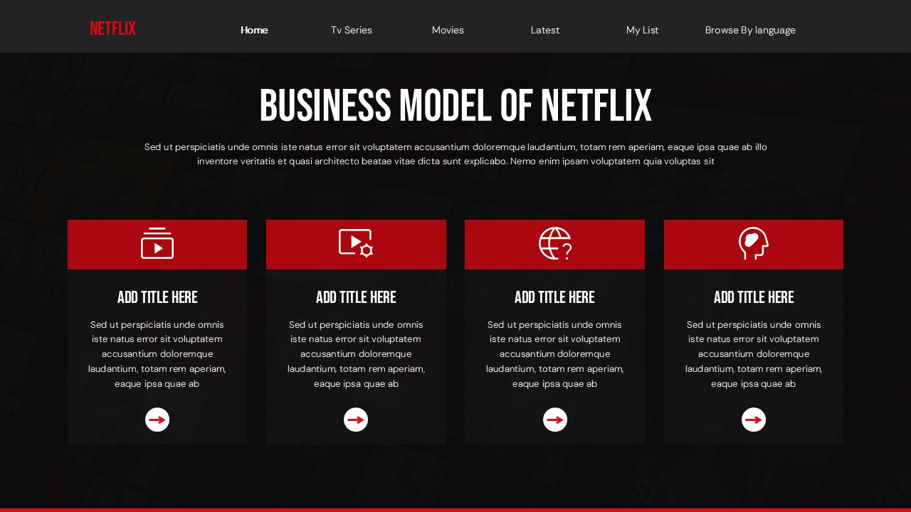 Netflix original content showcase with Free Netflix Presentation Template
