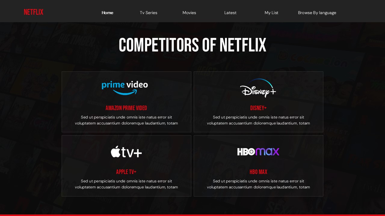 Netflix market impact data visualization with Free Netflix Presentation Template