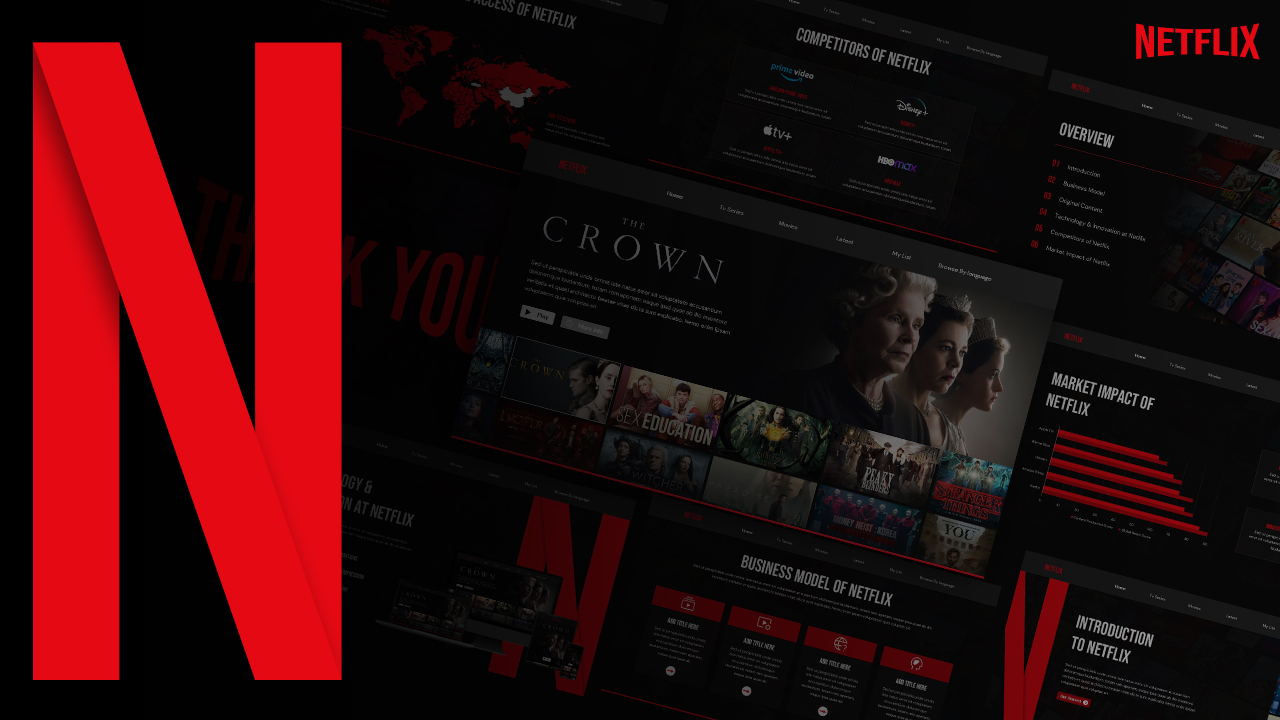 Professional Netflix case study presentation with Free Netflix Presentation Template