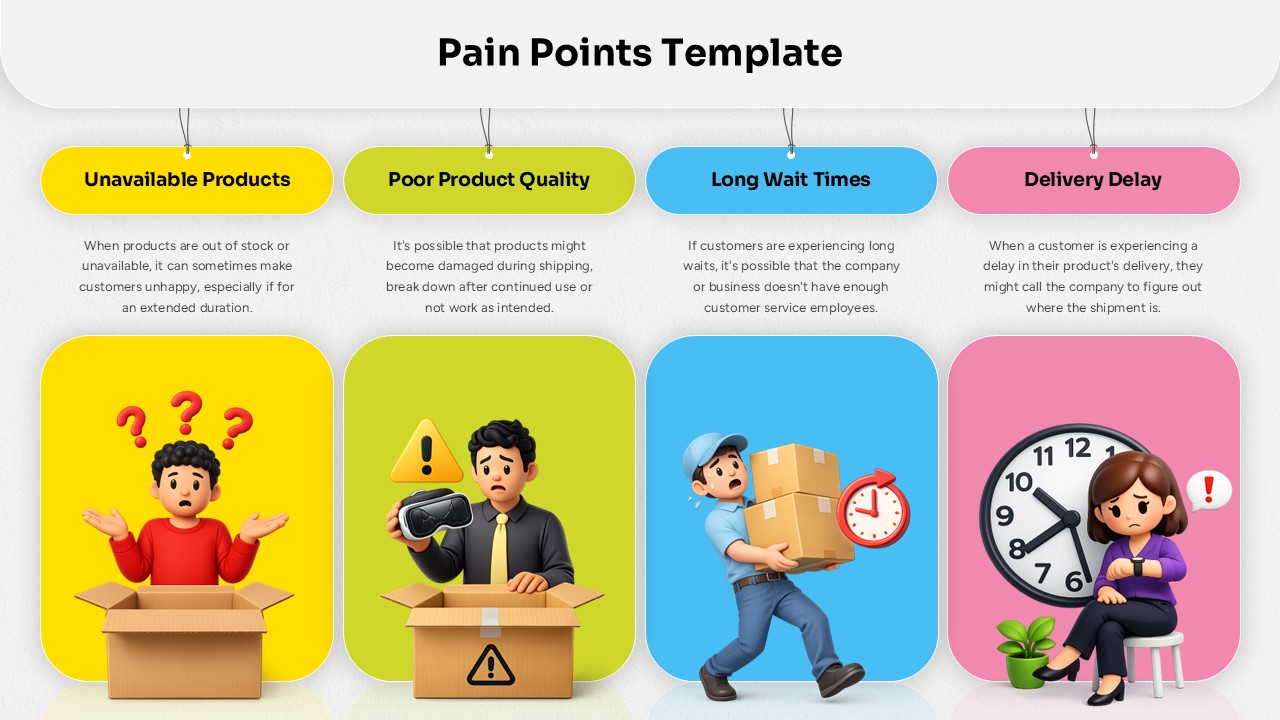 Pain Points PowerPoint template cover slide with colorful design