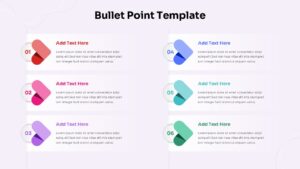 Business process presentation with Bullet Point Template featuring 3D icons on light purple background