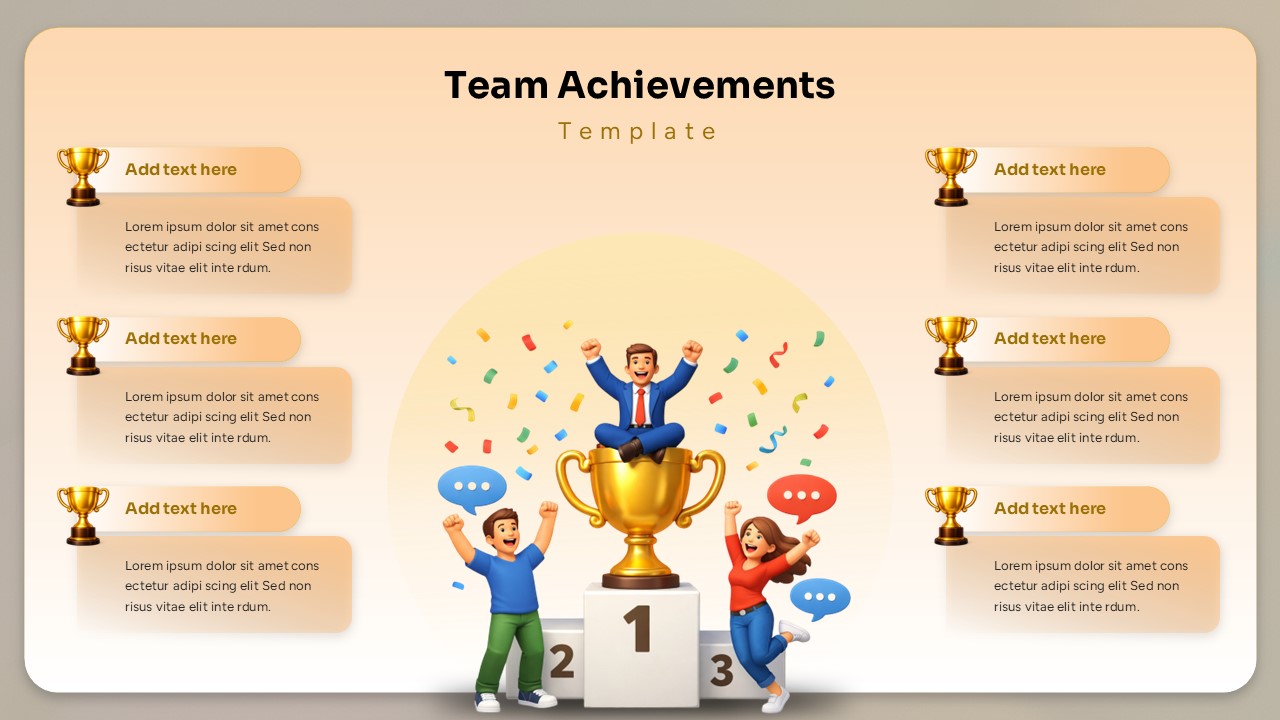 Light cream Team Achievements template with celebration podium to highlight team successes in style