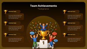Team Achievements Recognition template with podium winners and trophy icons to showcase your team's biggest wins