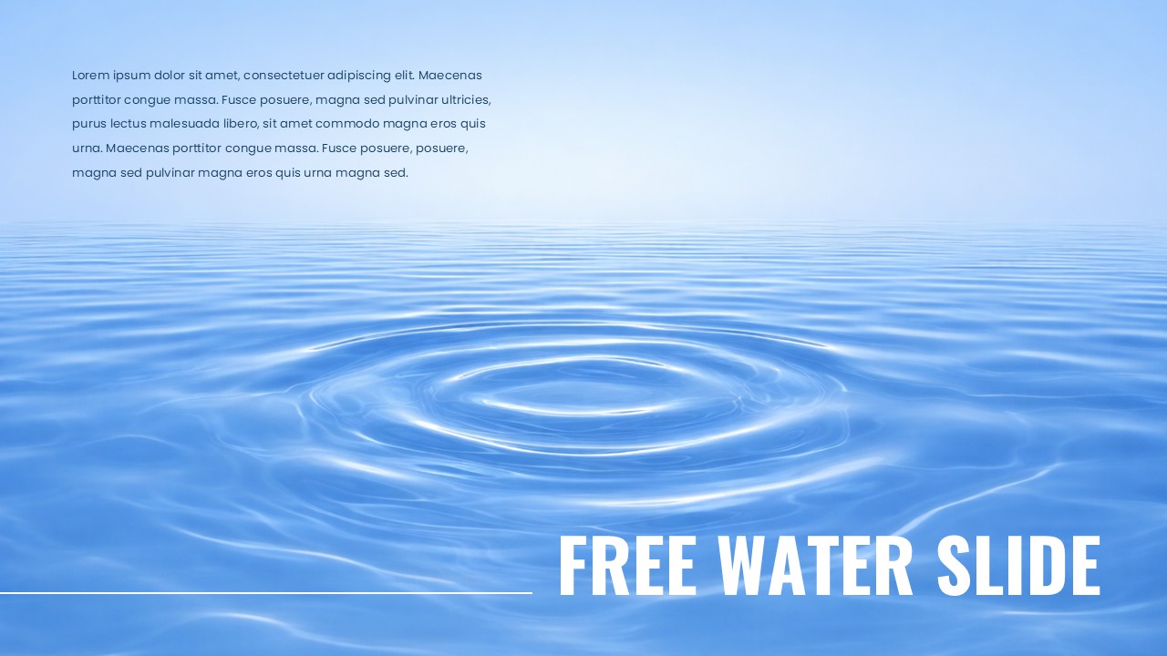 Free Water Slide Template with serene blue water ripples - perfect for creating captivating aquatic presentations