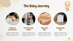Baby Journey PPT Slide presentation slide with milestone stages and circular images