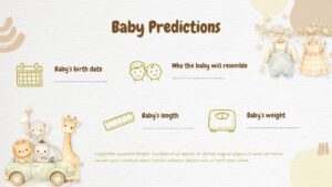 Baby Shower PowerPoint Background with baby predictions icons and pastel theme