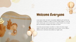 Baby Shower Presentation Welcome Slide with pastel theme, welcome text, and soft decorative elements