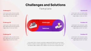 Challenges and Solutions Google Slides template with light theme featuring problem-solution comparison layout