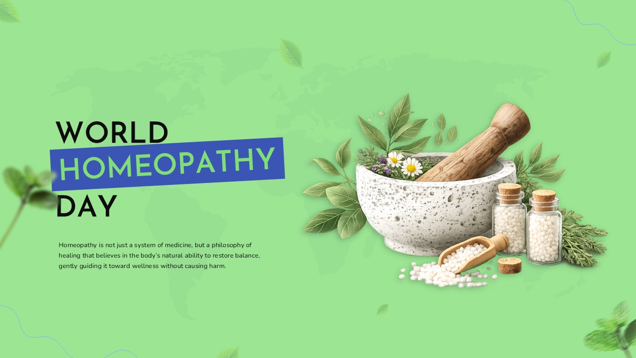 Homeopathy awareness presentation with World Homeopathy Day PowerPoint template